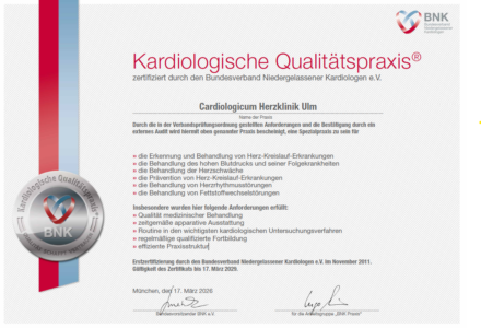 Zertfikat Kardiologische Qualitaetspraxis 2026