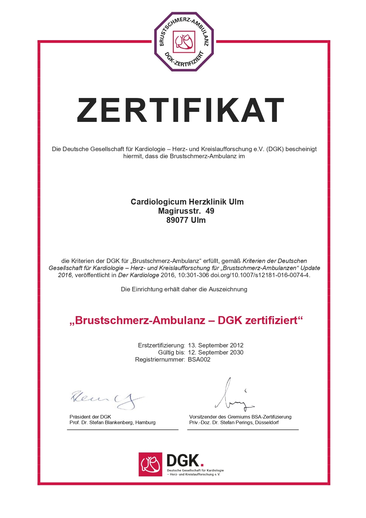 200727 Zertifikat DGK Brustschmerz Ambulanz page 0001